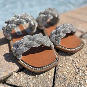 Steve Madden “Newbie” Flat Sandals - Rhinestone - Size 7
